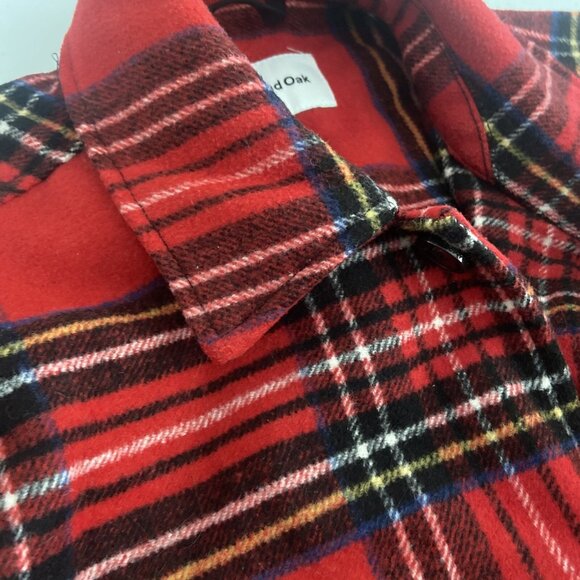 Frank And Oak Men S Wool Blend Red Buffalo Plaid Shacket Button Jacket Heavy - Picture 6 of 9